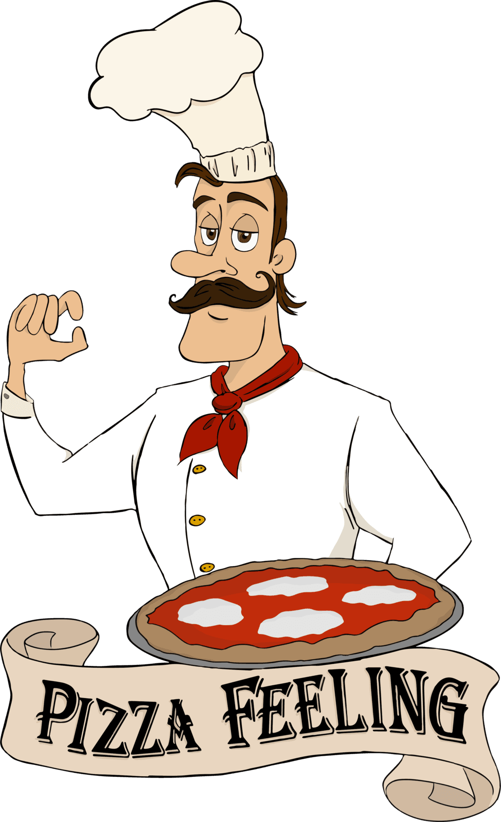 Il pizzaiolo di Pizza Feeling con la pizza sulla pala